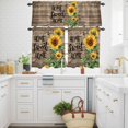 thumbnail image 3 of Farm Sunflower Kitchen Curtains Valances and Tiers Set of 3 Bee Home Sweet Home Retro Brown Wood Grain Tier Curtains and Valance with Rod Pocket for Small Windows, 27.5"x24", 3 of 9