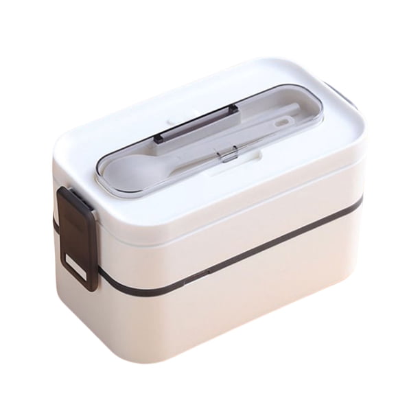 Yuarrent Fiambrera de doble capa para alimentos frescos, contenedor de almacenamiento Bento ABS, cajas de horno microondas de silicona para trabajo Cocina y Comedor Blanco Yuarrent HA067352-01