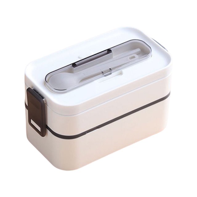 Billuyoard Fiambrera portátil de doble capa, contenedor de almacenamiento de aislamiento de alimentos, cajas de horno microondas Bento PP para viajes, Cocina y Comedor Blanco Billuyoard HA067352-01