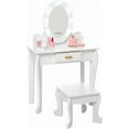 thumbnail image 4 of Acekid Vanity Set for Girls Ages 4-9, Pretend Play Vanity Table with Lighted Mirror, Stool & Wood Makeup Playset, Purple, 4 of 7