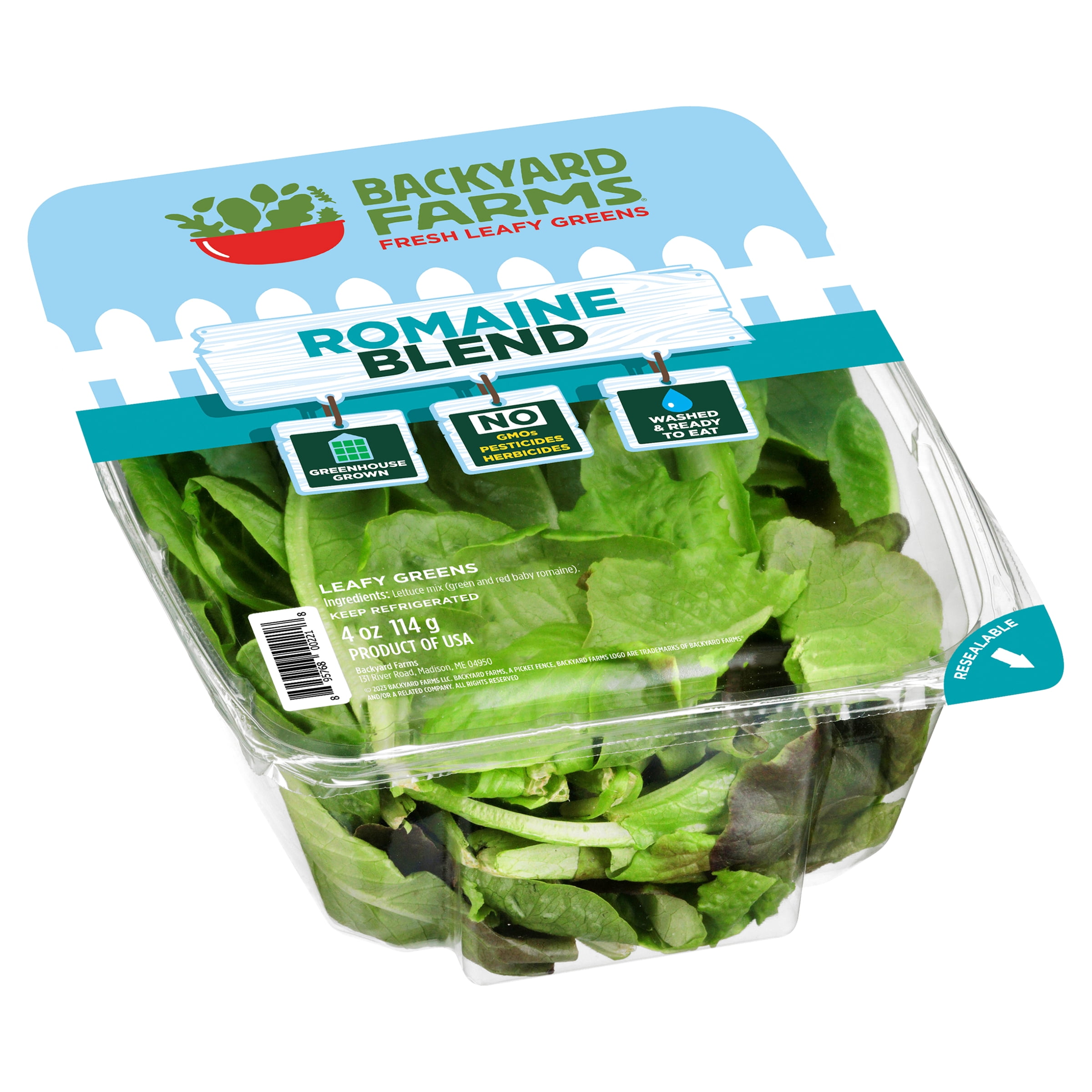 Backyard Farms Romaine Blend Pre-Washed Lettuce, 4 oz Resealable Package, Fresh