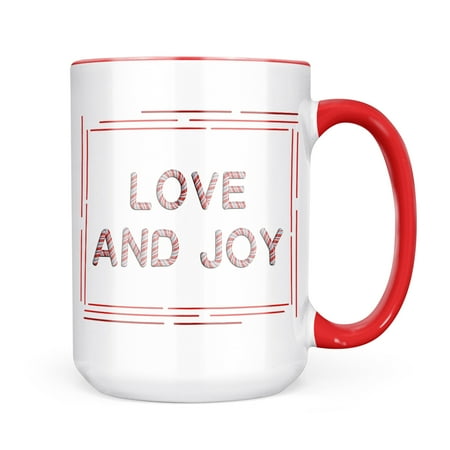 

Neonblond Love And Joy Christmas Candy Canes Mug gift for Coffee Tea lovers