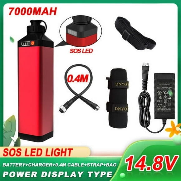14.8V 7000mAh SOS Battery+Charger+0.4M Power cable Set BM5000 Electric Fishing Reel Battery w/power display for Daiwa BM2900 for Daiwa Tanacom 750/1000 for Shimano Beastmaster 9000(w/ Sheath)