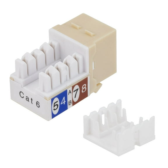 CAT6 Keystone Jack, Snap-In, 90-Degree Termination, Thermoplastic, Ivory, 15-Pack, CE Compliant