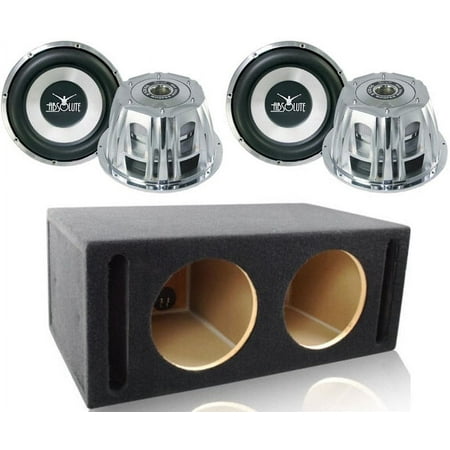 Absolute ST-1500 2000 Watt 10" Dual 4-Ohm Car Subwoofer + Double Ported Enclosure Box