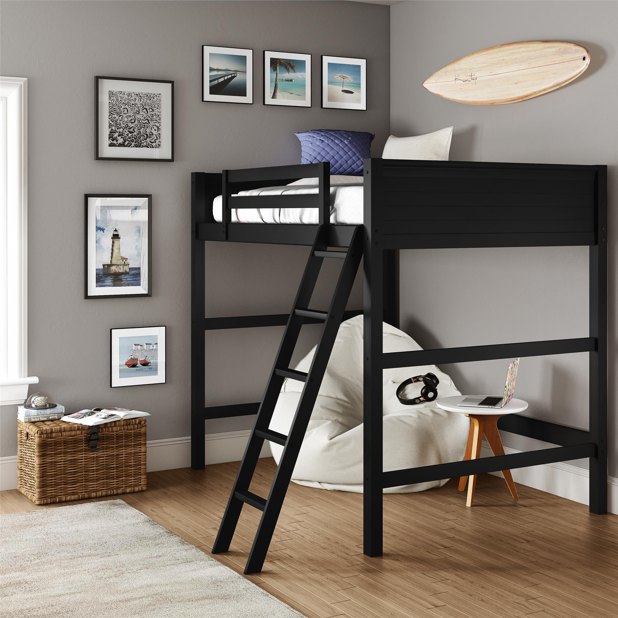 Your Zone Full Size Loft Bed, Black