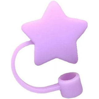 2pcs Straw Tips Cover Straw Covers Cap For Reusable Straws Straw Protector  Cute Holiday Style (Purple Star) 