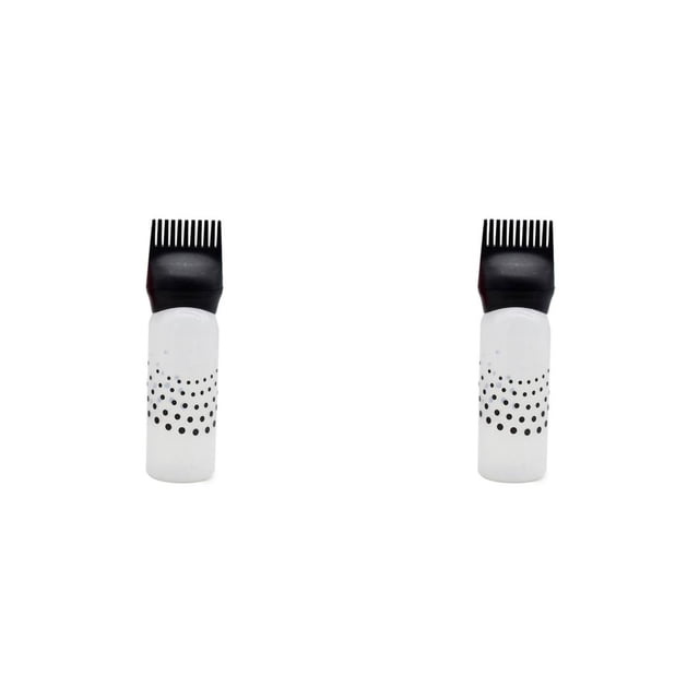 Qarigey Botella aplicadora de tinte para el cabello portátil de 120ml para barbería, dispensador de cepillo dispensador de relleno lavable Negro 2piezas