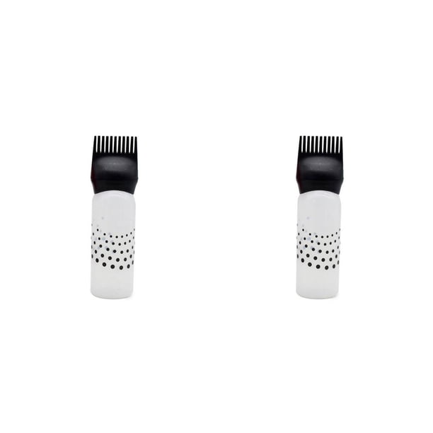Qarigey Botella aplicadora de tinte para el cabello para el hogar, barbería, 120ml, dispensador de cepillo dispensador de relleno Negro 2piezas
