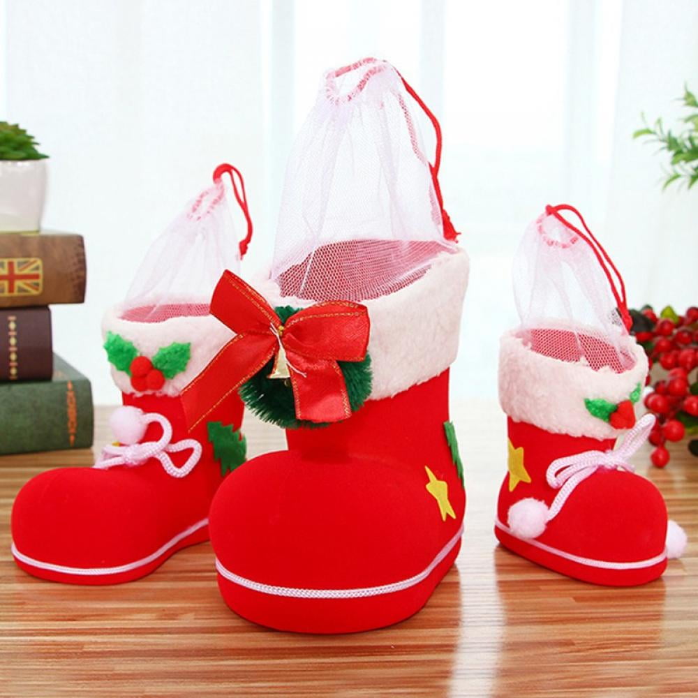 10pcs Christmas Decor Santa Claus Candy Boots Home Party Gift Red Boots Xmas 