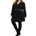 thumbnail image 2 of Agnes Orinda Women's Plus Size Overcoat Leather Notched Lapel Single Breasted Long Trench Coats Jacket, 2 of 5