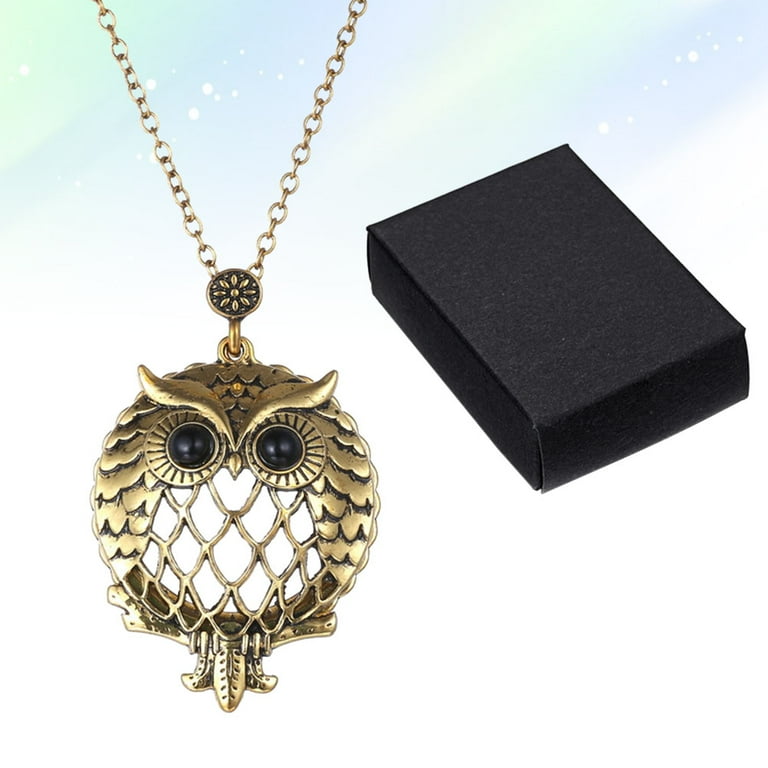 Retro Necklace Alloy Pendant Creative Hollow Out Owl Necklace 5X Magnifying Glass Jewelry Gift Ornaments