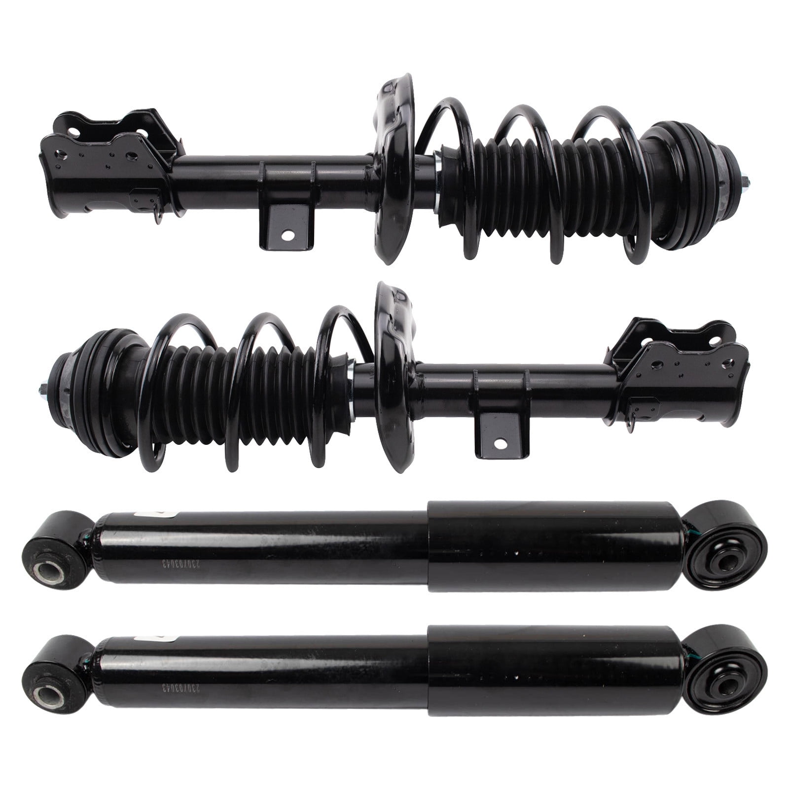 TRQ Front and Rear Complete Strut Assembly & Shock Absorber Kit Complete Strut & Coil Spring Assembly Fits 2012-2017 Fiat 500