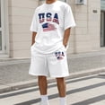thumbnail image 4 of IWRICH Men's 4th of July Outfits USA Flag Patriot Short Sleeve Shirts and Shorts Set 2 Piece Independence Day Athletic Jogging Tracksuits White XL, 4 of 4