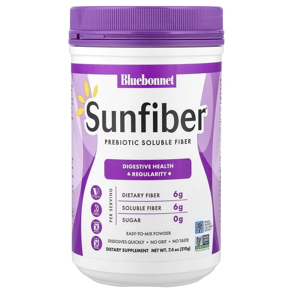 Bluebonnet Sunfiber – 6g of Plant Based Prebiotic Fiber - Unflavored, 7.4oz 30 Days
