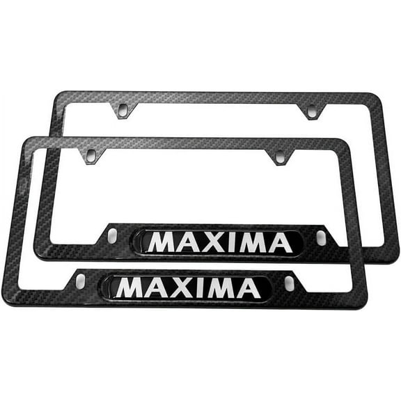 Stainless Steel License Plate Frame Cover Holder for Maxima,Set of 2 Pcs, Carbon Fiber W/Screw Caps