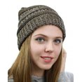 thumbnail image 2 of NYfashion101 Exclusive Unisex Two Tone Warm Cable Knit Thick Slouch Beanie Cap - Camel/Gy/Bk, 2 of 4