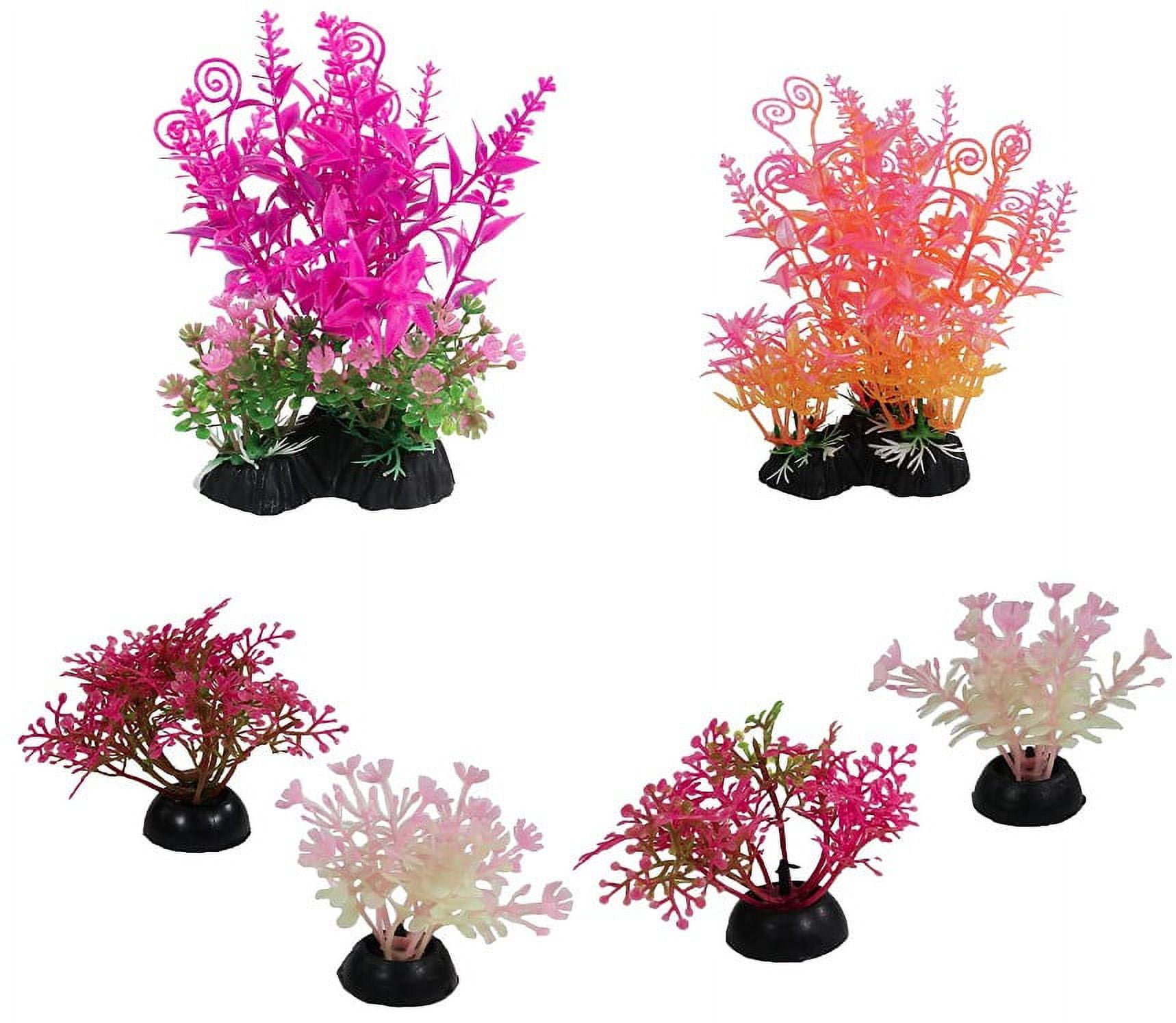 Penn-Plax Plastic Aqua-Plant Aquarium Decoration Kit for Aquariums and Fish Tanks - Vibrant Pink