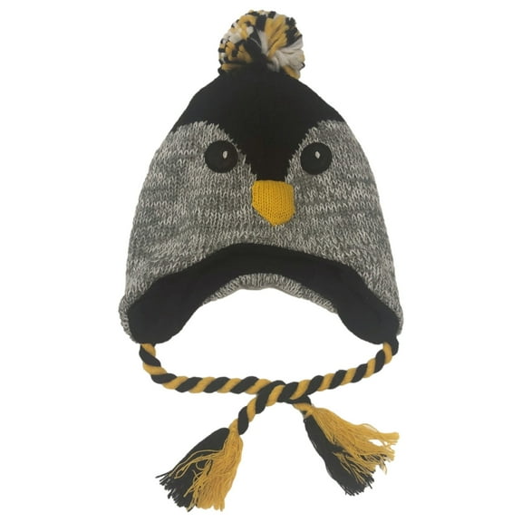 Boys Gray Penguin Themed Critter Style Trapper Hat