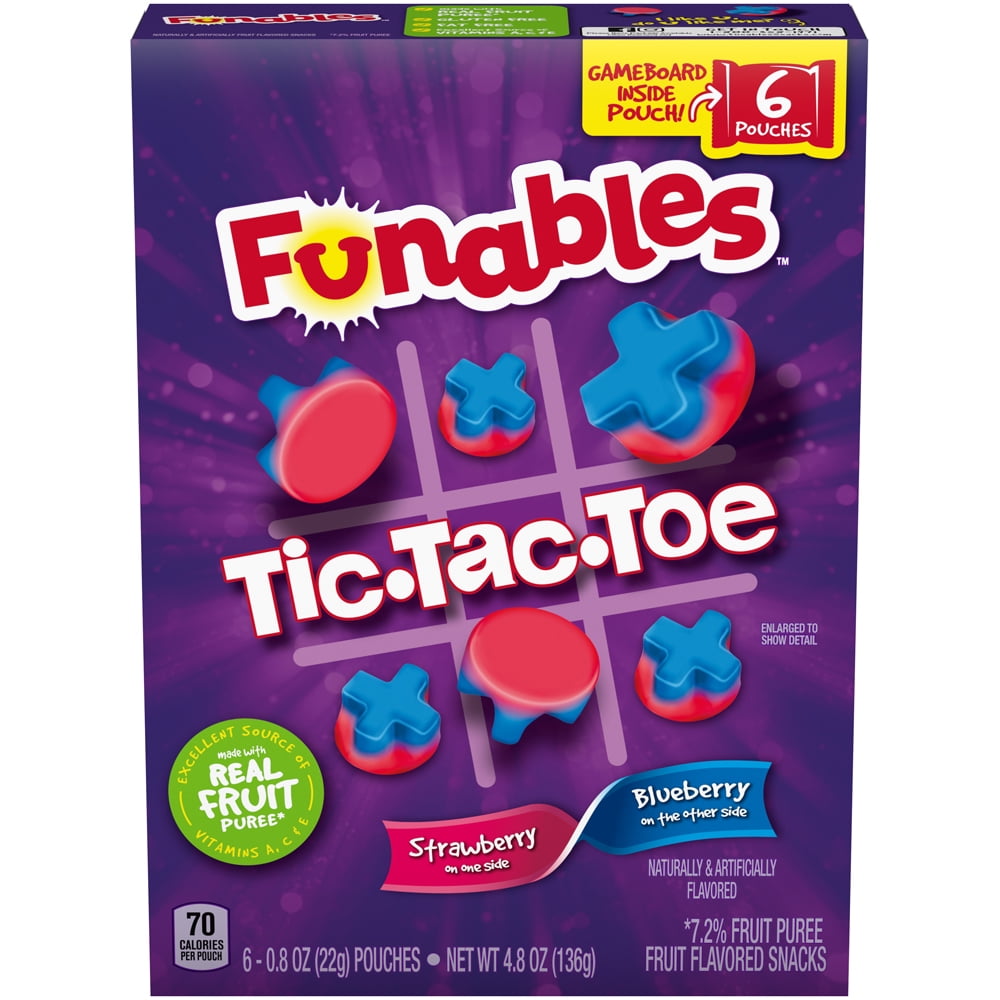 Funables Tic Tac Toe Fruit Snacks, 4.8 Oz, 6 Count
