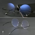 thumbnail image 6 of Steve Jobs 48mm Retro Rimless Blue Light Blocking Oversized Reading Glasses 3.50 Mens Round Presbyopic Glasses Womens Lightweight Flexible Black Readers +3.5, 6 of 6