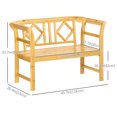 thumbnail image 3 of Outsunny Wooden Bench w/ Stylish Pattern Backrest, Loveseat Chair, Natural, 3 of 10
