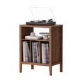 thumbnail image 6 of EYYTHUNG Record Player Stand with Vinyl Record Storage Holds up to 180 Albums, Large Turntable Stand Dispaly Shelf, Farmhouse Wood End Table, Brown, 6 of 7