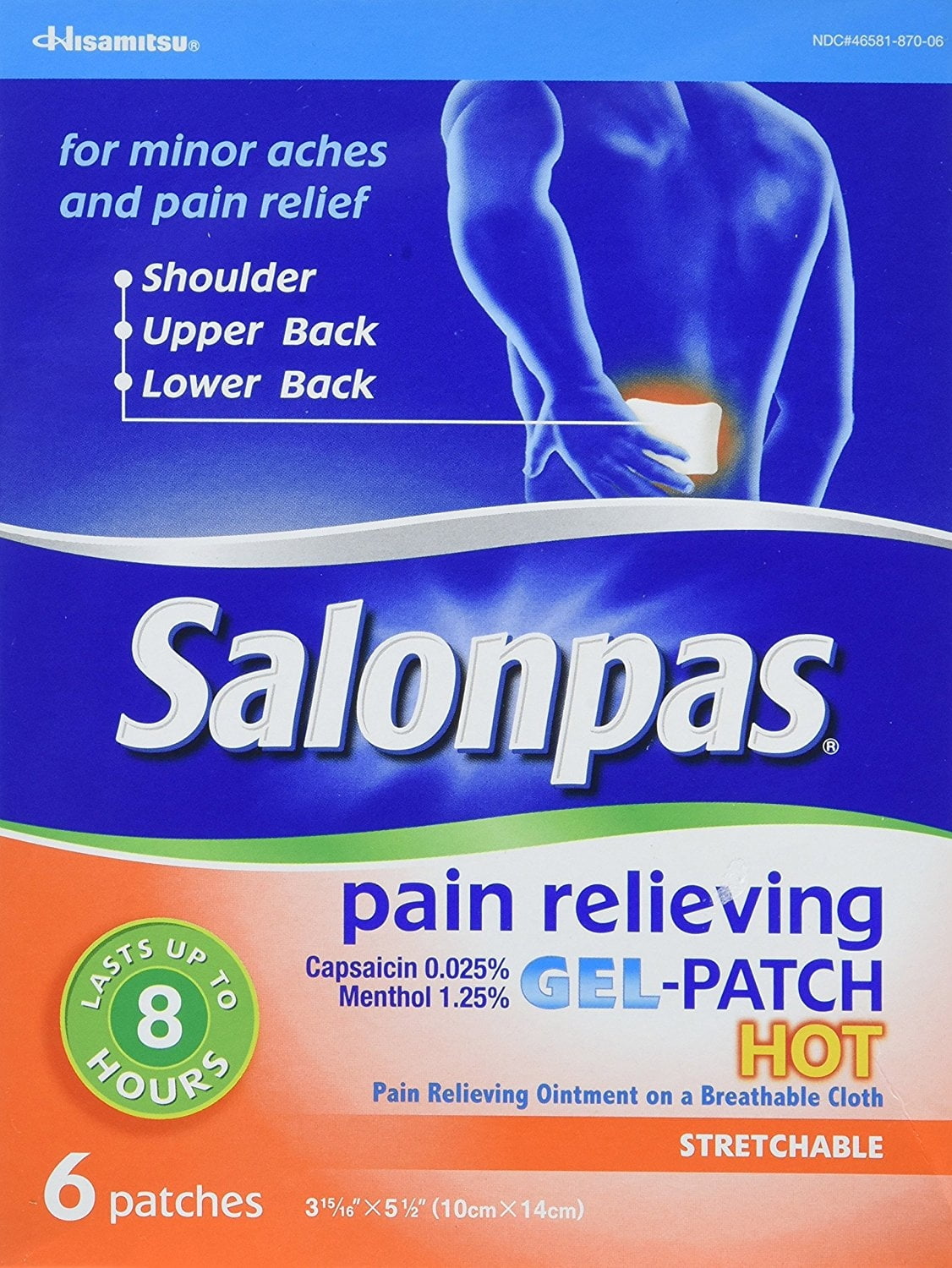 Salonpas Pain Relieving Hot GelPatch, Pack of 3 (18 patches total