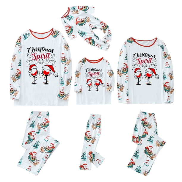 Pijamas de Navidad Para La Familia Trajes A Juego Hombres Papá Impreso Blusa O-Cuello Tops + Pantalones Conjunto de Navidad Odeerbi ODB188670