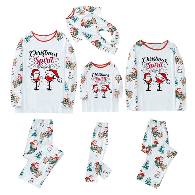 Pijamas Navideños Para La Familia Trajes A Juego Mujeres Mamá Impreso Top + Pantalones Conjunto de Navidad Odeerbi ODB188666