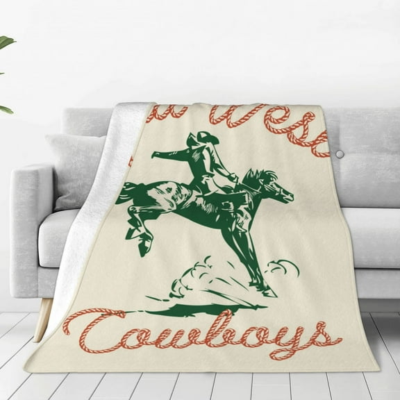 Rateoe West Cowboys Print Fuzzy Fleece Throw Blanket Extra Large,Super Soft,Fluffy and Warm Blankets for Couch,Bed,All Season Use (40"x30")