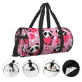thumbnail image 5 of Gaeub Panda Heart Valentine Pink Lightweight Travel Cylinder Bag Gym Tote Bag Sports Training Duffle Bag with Pockets and Straps, 5 of 8