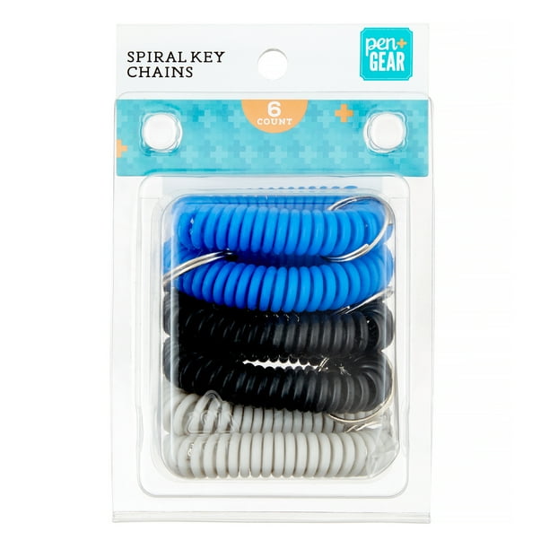 PEN+GEAR Pen+Gear Spiral Key Chain, 6Ct, 3 Mixedcolor Plastic