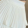 thumbnail image 5 of MIXUE Womens Skirts Solid Color High Waisted A Line Pleated Puff Cake Mini Skirt Daily-Wear,White,M, 5 of 6