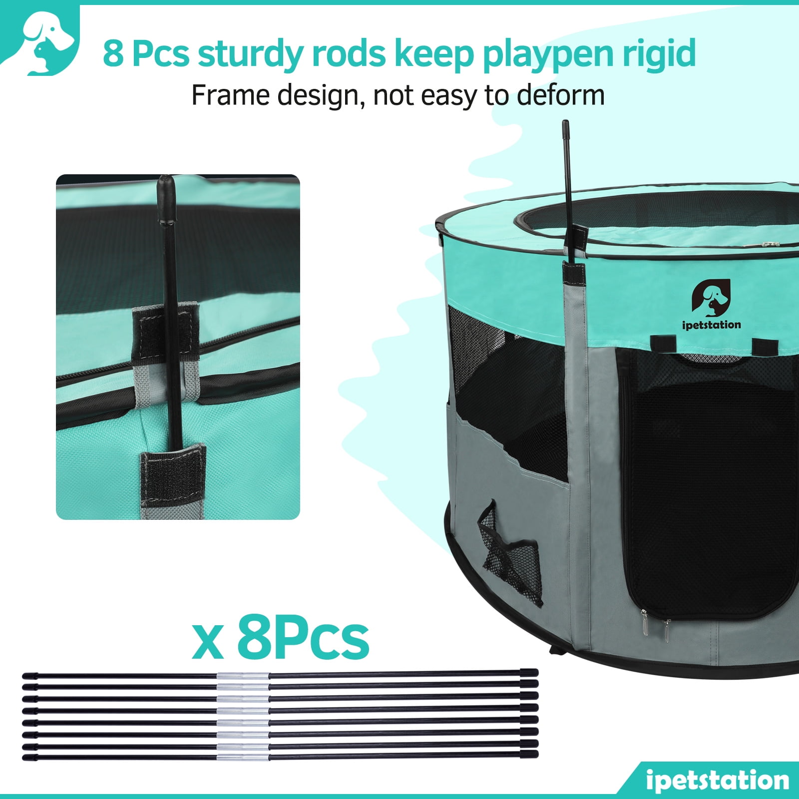 Lakwar Portable Pet Playpen Foldable Dog Playpen For Puppy Dog Cat Rabbit 36 90cm Diameter Pen Great For Indoor Outdoor Travel Use Grey M