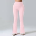 thumbnail image 3 of ASDFVBKG Styles Women's High Waist Bootcut Yoga Pants Flared Yoga Pants Workout High-Waisted Crossover Flare Pants Tall & Long Tummy Control Leggings Pink XL, 3 of 5