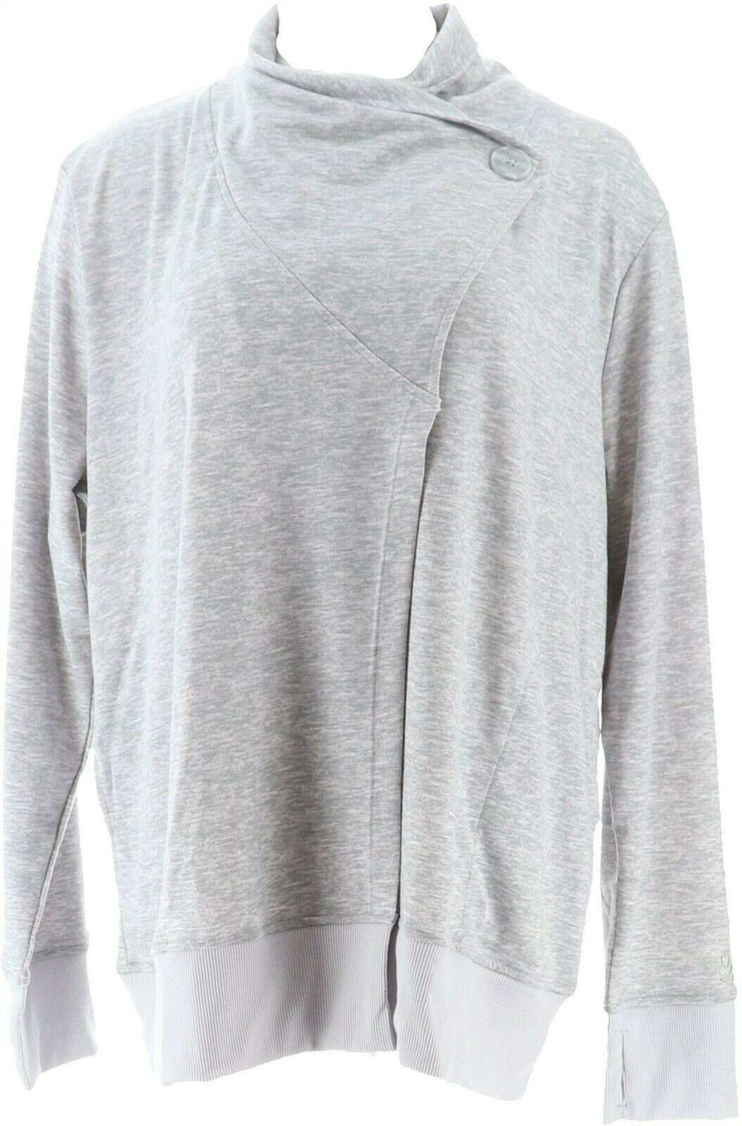 Cuddl Duds Lightweight Comfort Drape Cardigan Light Gry Hthr XL NEW