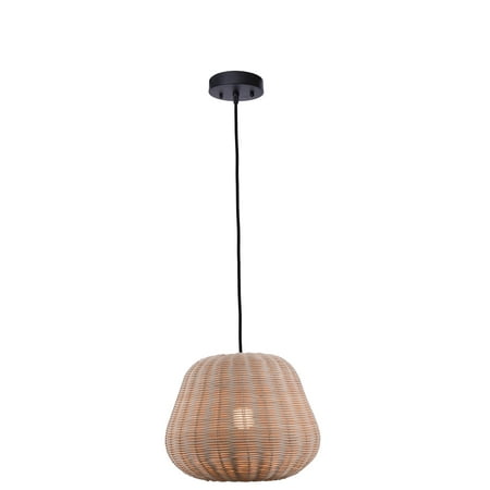 Better Homes and Gardens Natural Woven Pendant, Matte Black Finish 1 A19 60W Eqv bulb included