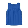 thumbnail image 5 of Sewkxo Shirred Swing Tank Tops for Women Fashion Flowy Sleeveless Shirts Casual Crew Neck Blouse Loose Fit Ruffled Tops,Blue XL, 5 of 7