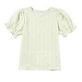 thumbnail image 6 of Inglocry Girls Summer Shirts Cute Puff Short Sleeve Tops Casual Crewneck Tee Blouse Floral Boho Summer Tops For Teens 5-14 Years Yellow 3-4Y, 6 of 6