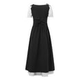 thumbnail image 4 of inhzoy Renaissance Dress for Girls Medieval Princess Costume Retro Lace-up Maxi Dress Halloween Dress up Short-sleeve-Black-A 10, 4 of 7