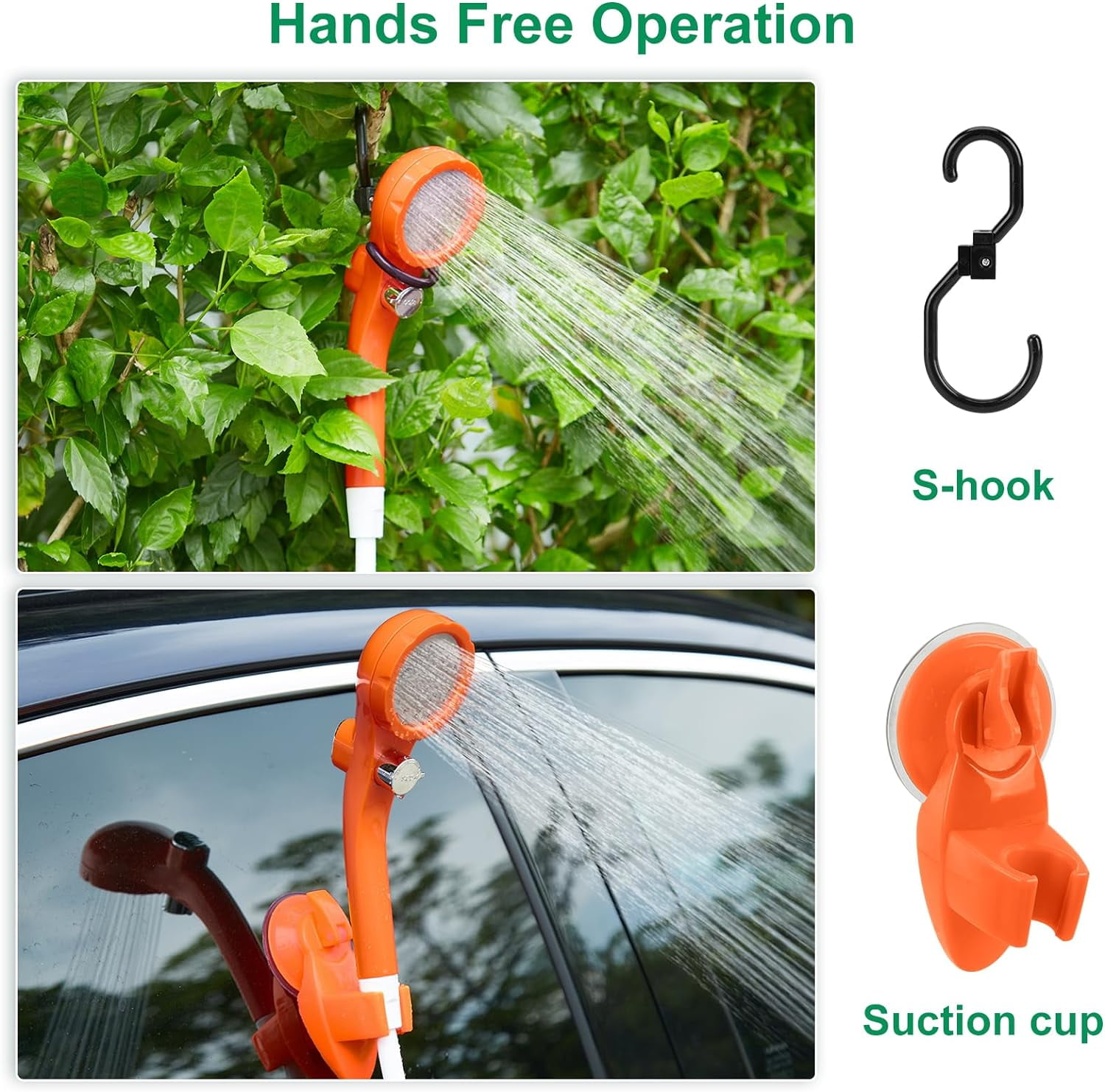 WADEO Portable Shower for Camping, Outdoor Electric Shower Rechargeable Pump with Intelligent Digital Display, Camping Shower Head Nozzle for Camping, Hiking, Traveling, Washing