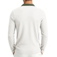 thumbnail image 3 of Men's Polo Shirts Long Sleeve Color Block Heavyweight Collared Golf Shirts Men's Casual Shirts Business Casual Shirts White M, 3 of 4