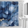 thumbnail image 4 of Onbre Blue Golden Marble Texture Fabric Shower Curtain Abstract Modern Art Washable Shower Curtains for Bathroom, Waterproof Bath Curtain with Hooks Home Decor 36x72in, 4 of 8