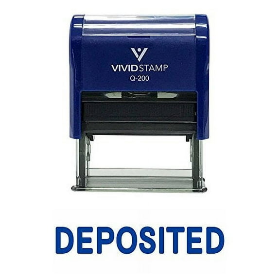 Vivid Stamp Deposited Self Inking Rubber Stamp (Blue Ink) Medium