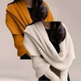 thumbnail image 2 of kaondbfi Women's Summer Outdoor Travel Essentials Accessories Shawl Wraps for Women Utrum Knitted Cable Wrap Cropped Sweater Wrap Sweater Knitted Scarf with Sleeves Knitted Wrap, 2 of 5
