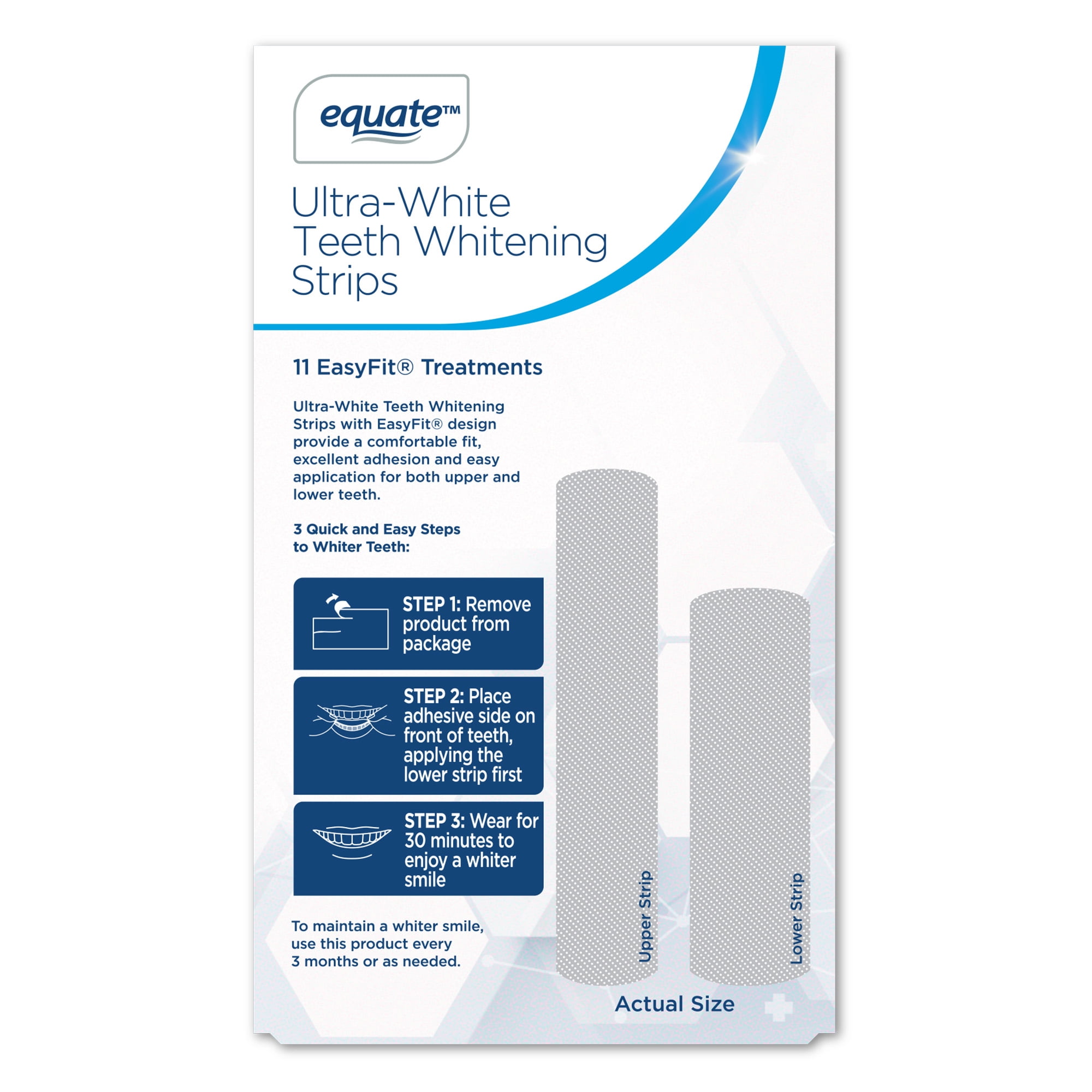 Equate 11 Day Ultra White Teeth Whitening Strips, 22 Count