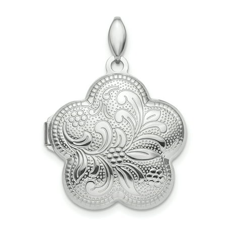 925 Sterling Silver 21mm Domed Flower Photo Pendant Charm Locket Chain Necklace That Holds Pictures Shaped Gardening