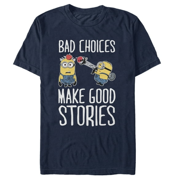 Men's Despicable Me Minion Bad Choices Graphic Tee Navy Blue X Large