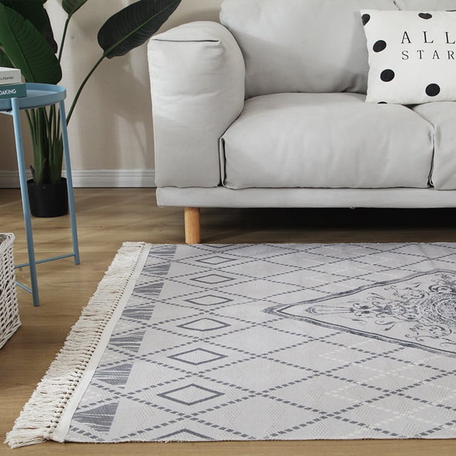 Alfombra de algodón y lino para el hogar, sala de estar, mesa de café, dormitorio, mesita de noche, alfombra de piso estampada, alfombra de puerta de cocina, alfombra de piso